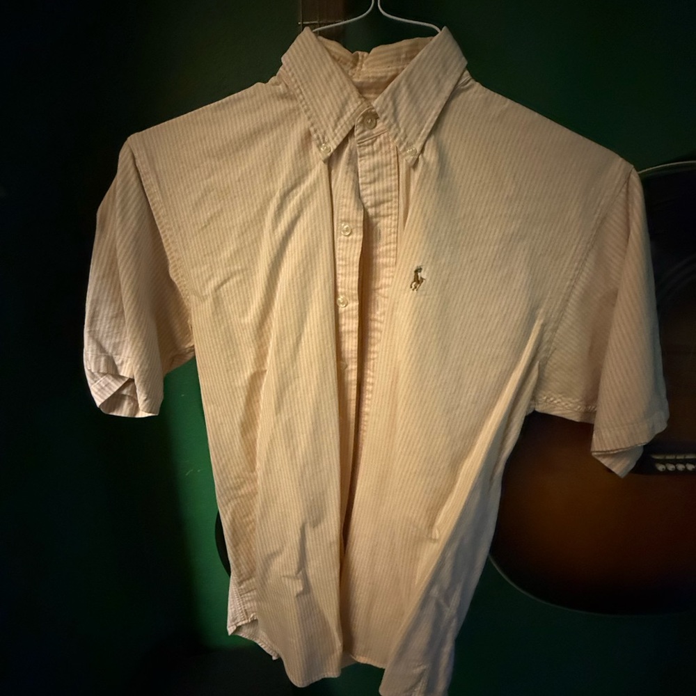 Ralph Lauren Men's Light Tan Striped Shirt